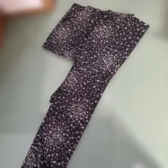 紫地にピンク茶ブルーの傘模様 小紋