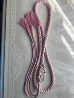 ピンク 編み込み帯締め パール装飾