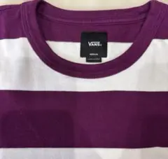 VANS 紫と白のストライプ Tシャツ M