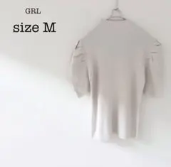 GRLグレイル　リブニット　トップス　ハイネック　パワショル カットソー　M