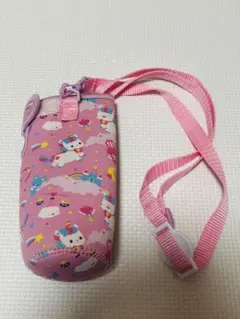 ユニコーン柄 水筒　ペットボトルカバー ショルダー付き ピンク