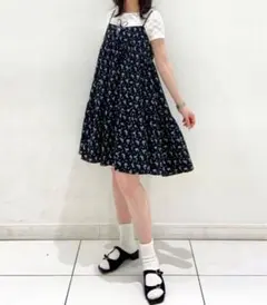 【今季完売】GU フラワープリントキャミソールチュニックワンピース+EC XLのサムネイル