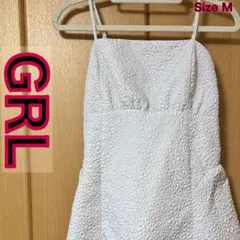 GRL ふくれジャガードバックリボンミニキャミワンピース オフベージュ M