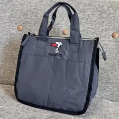新品 スヌーピー 保冷バッグ ランチバッグ クーラーバッグ 手提げバッググレー①