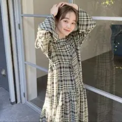 Kastane チェックシャーリング シャツ ワンピース F （ペチコートなし）