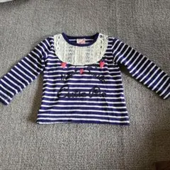 レース襟付きストライプTシャツ