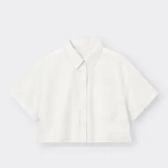【新品未使用】GU リネンブレンドクロップドシャツ M