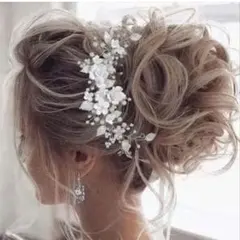 ウェディング ヘッドアクセサリー 　パール フラワー リーフ 花 葉　結婚式