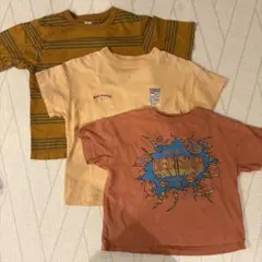 オレンジ系ストライプTシャツセット　130