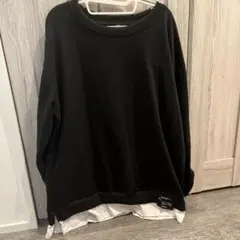 韓国系裾付けシャツ袖ジップオーバーサイズ トレーナー