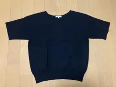 洗えるサラサラVネックプルオーバー　半袖黒　Mサイズ