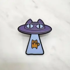 ラス1 ピンバッチ ネコ型UFO 連れ去りたい 猫 宇宙人 ネコ好き 愛猫家 