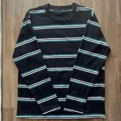 【新品未使用】ブラック ストライプ 長袖Tシャツ Lサイズ