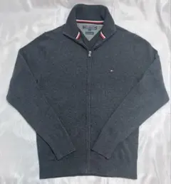 美品TOMMY HILFIGER カシミヤ混ジップアップニット トリコロール