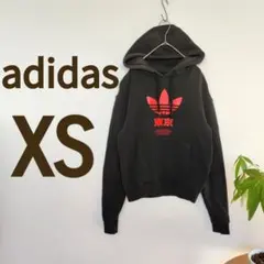 アディダス フーディ パーカー ビッグロゴ【XS】adidas 黒 東京