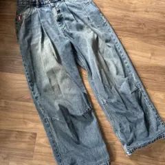 9090 ワイドパンツ デニム king logo