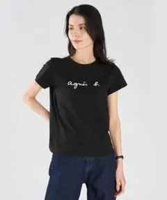 ✨美品✨agnès b. 黒 半袖Tシャツ ロゴ入り