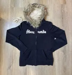 Abercrombie & Fitch ファー付きパーカー ネイビー S - メルカリ