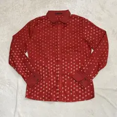 美品 ジルボー 柄シャツ 長袖シャツ 比翼 コットン レッド Lのサムネイル