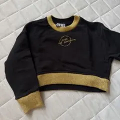 DIESEL クロップドトレーナー 黒/金
