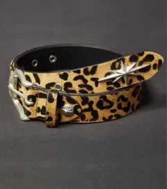 Vintageウエスタンベルト ヒョウ柄 y2k メキシカン風 アニマル柄