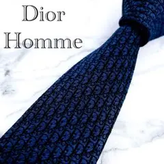 【希少】DIOR ディオール　ネクタイ　刺繍　ブルー　ナロータイ　光沢　CDロゴ 未使用品 22aw ディオール DIOR ドッグ ロゴ 刺繍 ナロータイ ネクタイ