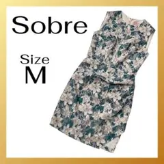 【美品】Sobre ソブレ 花柄ワンピース M ノースリーブ ドレス おしゃれ