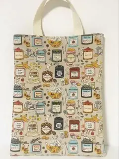 ハンドメイド　A4サイズ　サブバッグ　紅茶猫　ベージュ