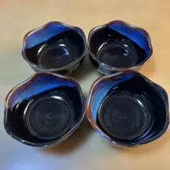 青と黒の波形ボウル4個セット