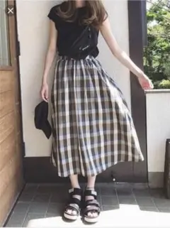チェックフレアロングスカート