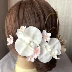 桜×胡蝶蘭髪飾り♡卒業式　結婚式　成人式　袴　振袖　和装　水引き　ピンク