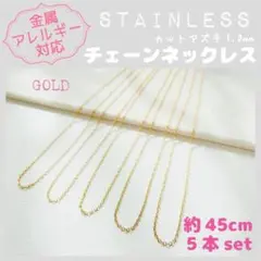 【アレルギー対応】ステンレス✨チェーンネックレス 1mm×5本 45cmG_M7