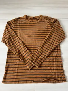 オレンジと黒のストライプ長袖Tシャツ