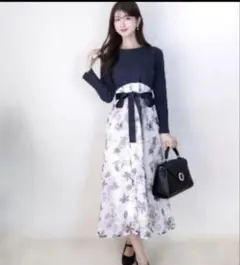 しまむら　門脇伶奈　コラボ　ドッキング　ワンピース　ネイビー　4L