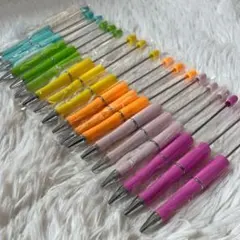 レインボー カスタムボールペン 18本 ビーズボールペン　ハンドメイド カラフル
