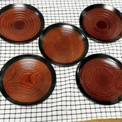ウッド　和食器　お茶菓子　小皿　5枚セット　プレート　昭和レトロ