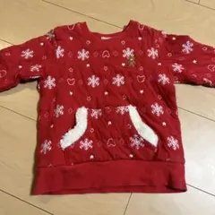 ミキハウス　ニットキルトジャガード　雪柄トレーナー　100