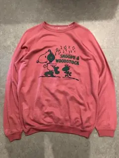 70s SNOOPY WOODSTOCK スウェット ラグラン ピンク