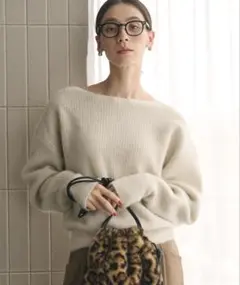 BEAUTY&YOUTH フォックスブレンドボートネックニット