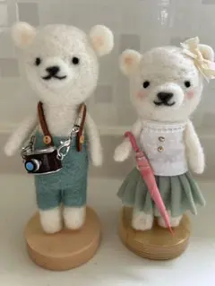 羊毛フェルト　お出かけ　クマセット
