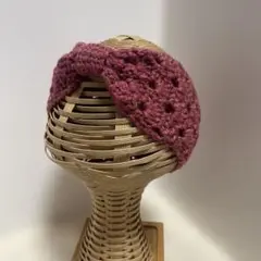 ハンドメイド（49）かぎ針編み 手編み ヘアバンド ターバン ラズベリーレッド