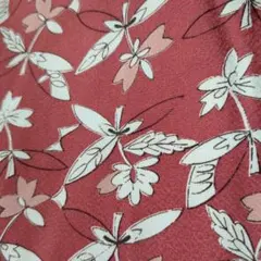 羽織 赤 白 花柄 着物 リメイク　手芸【送料無料】和服　レトロ　古布