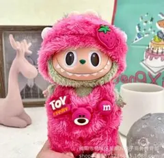 LABUBU ぬいぐるみ用 着せ替え服 ピンクくま耳セット