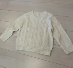 GU アイボリー ケーブル編みセーター