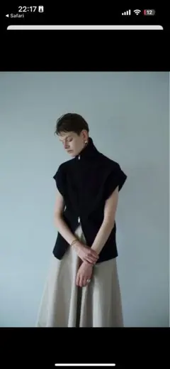 クラネCLANE ブラックニットベスト ジップアップ タートルネック size1