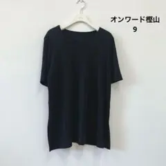 オンワード樫山 ストレッチ 半袖Tシャツ ブラック レディース 9 光沢のサムネイル