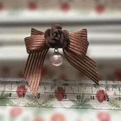 リボンとパールのリング ブラウン