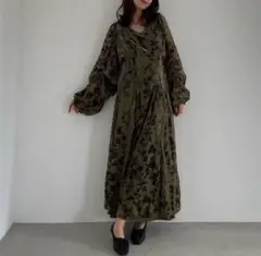 【le.ema】flower desgin sleeve dress ドレス