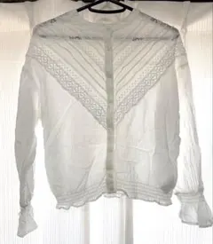 レトロガール 刺繍ブラウス フリル Fサイズ