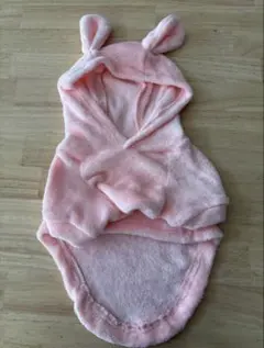 犬、猫ウサギ耳付きフリースピンクXL新品未使用